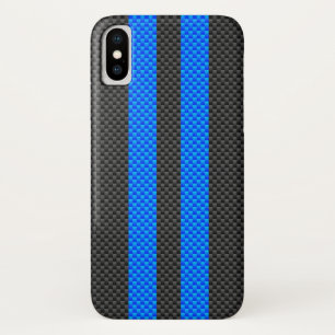 Funda Para iPhone X Rayas de carreras de estilo de fibra de carbono az