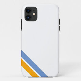 Funda Para iPhone 11 Rayas de Carreras en Esquina Naranja Azul Blanco d