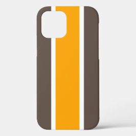Funda Para iPhone 12 Pro Rayas de carreras marrones naranjas amarillas bril