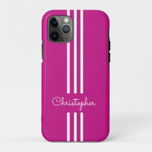Funda Para iPhone 11 Pro Rayas de carreras modernas y elegantes monogramada