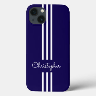 Funda Para iPhone 13 Rayas de carreras modernas y elegantes monogramada