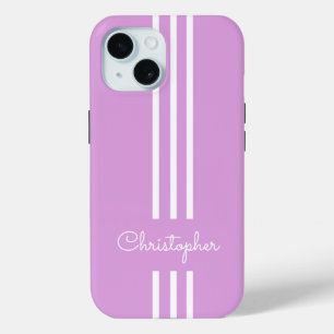 Funda Para iPhone 15 Rayas de carreras modernas y elegantes monogramada