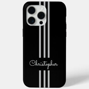 Funda Para iPhone 15 Pro Max Rayas de carreras modernas y elegantes monogramada
