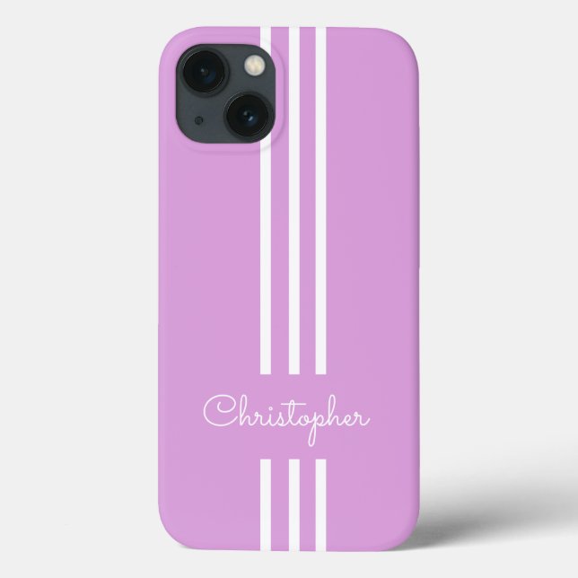 Funda De Case-Mate Para iPhone Rayas de carreras modernas y elegantes monogramada (Reverso)