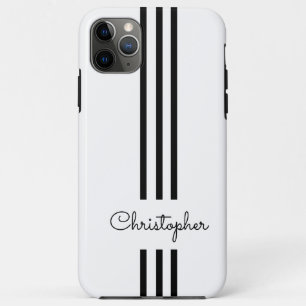 Funda Para iPhone 11 Pro Max Rayas de carreras modernas y elegantes monogramada