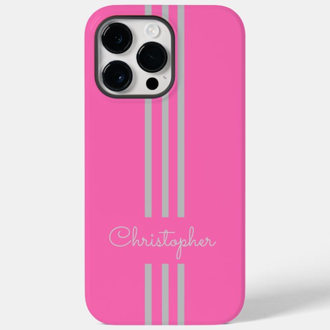 Funda De Case-Mate Para iPhone Rayas de carreras modernas y elegantes monogramada (Reverso )
