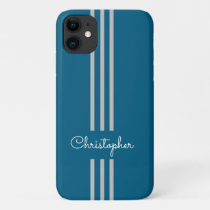 Funda Para iPhone 11 Rayas de carreras modernas y elegantes monogramada