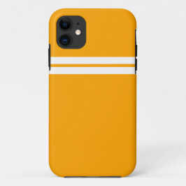 Funda Para iPhone 11 Rayas de Carreras superior blancas en Naranja amar