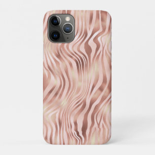 Funda Para iPhone 11 Pro Rayas de cebra de animal Rosa Brillante Dorado Bro