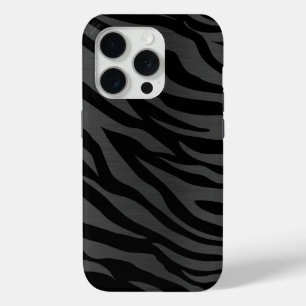 Funda Para iPhone 15 Pro Rayas de cebra en gris oscuro