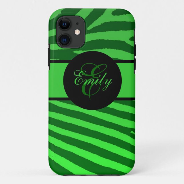 Funda De Case-Mate Para iPhone Rayas de cebra verde personalizable iphone 5 funda (Reverso)