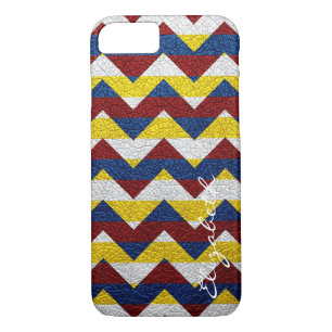 Funda Para iPhone 8/7 Rayas de Chevron coloridas de cuero Monograma #16
