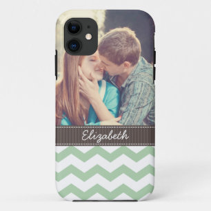 Funda Para iPhone 11 Rayas de Chevron de la menta