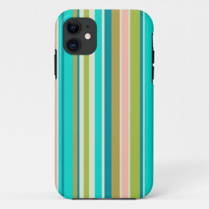 Funda Para iPhone 11 Rayas de color turquesa rosa y melocotón retro