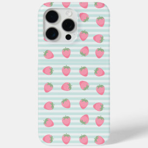 Funda Para iPhone 15 Pro Max Rayas de fresa rosa
