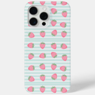 Funda Para iPhone 15 Pro Max Rayas de Fresa Rosadas