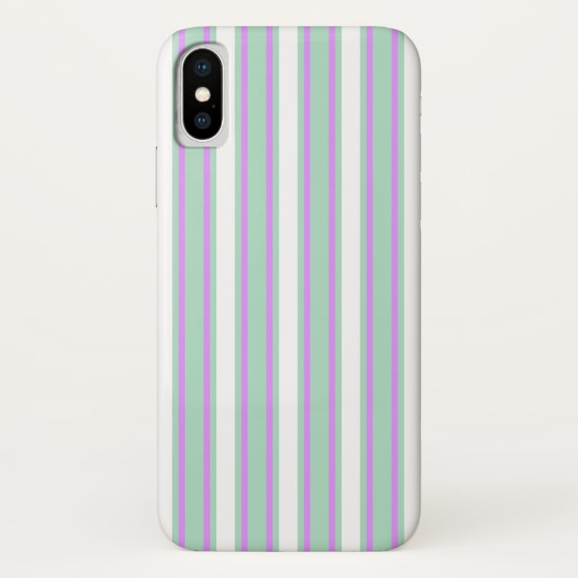 Funda De Case-Mate Para iPhone Rayas de lila y de menta (Reverso)