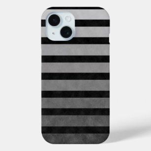 Funda Para iPhone 15 Rayas De Línea Texturadas De Camuflaje Negro Y Gri