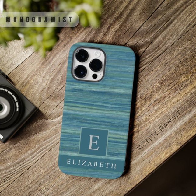 Funda De Case-Mate Para iPhone Rayas de mármol gris azul personalizado (Custom Blue Gray Marble Stripes Case-Mate iPhone Case)