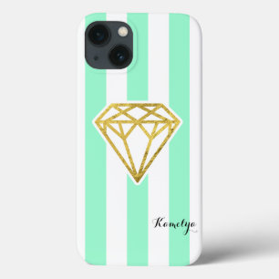 title_seo2 Rayas de menta con diamante de Relieve metalizado