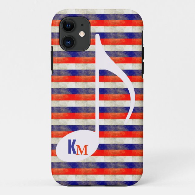 Funda De Case-Mate Para iPhone rayas de notas musicales personalizadas (Reverso)