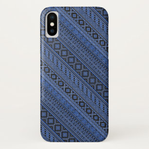 Funda Para iPhone X Rayas de ornamento ucraniano azul suave