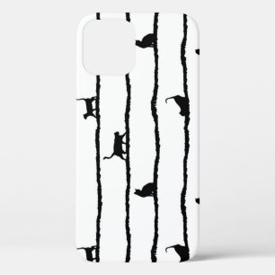 Funda Para iPhone 12 Rayas de silueta de gato Patrón dibujado a mano ab