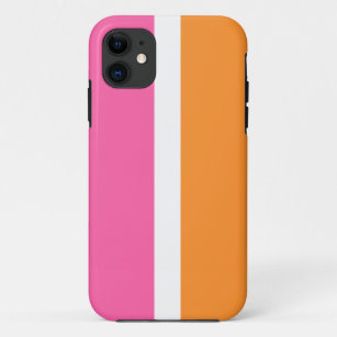 Funda Para iPhone 11 Rayas de verano blancas Naranja rosa brillante bri