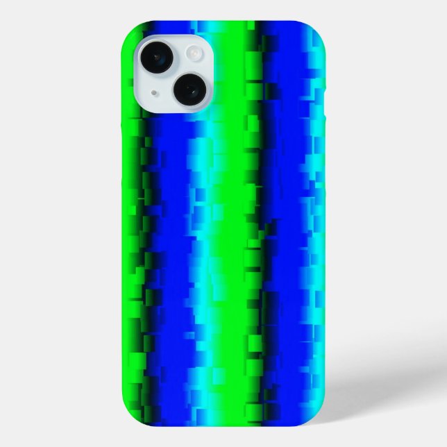 Funda De Case-Mate Para iPhone Rayas de vidrio roto verde azul (Reverso )