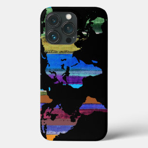 Funda Para iPhone 13 Pro rayas del mapa del mundo y del color