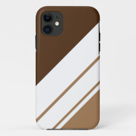 Funda Para iPhone 11 Rayas Deportivas Marrones y Blancas de Dos Tonos S