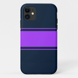 Funda Para iPhone 11 Rayas Deportivas Moradas Brillantes Sobre Azul Mar