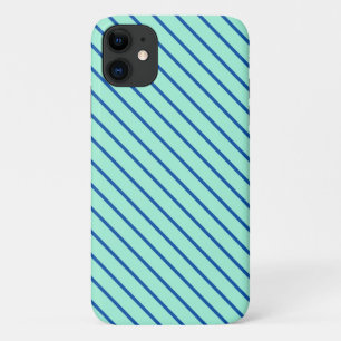 Funda Para iPhone 11 Rayas diagonales - aqua y azul marino