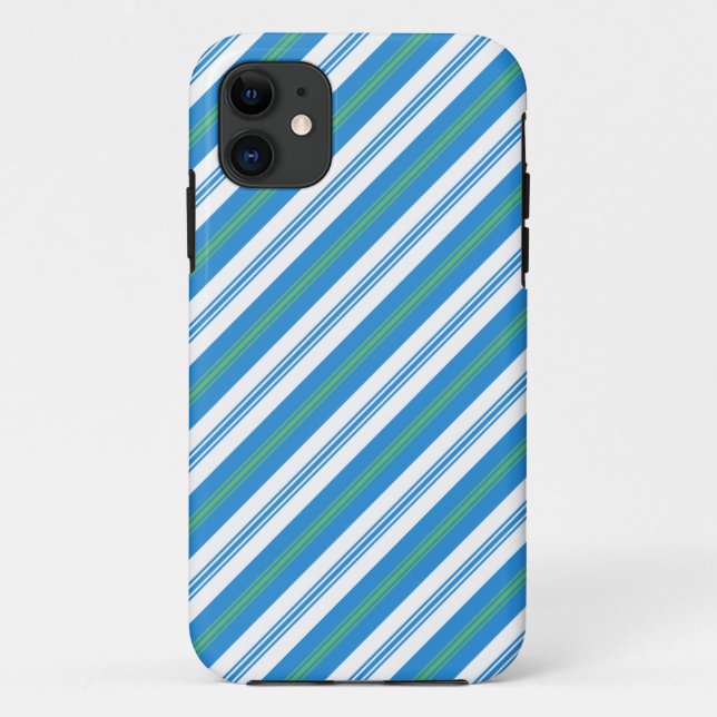 Funda De Case-Mate Para iPhone Rayas diagonales azules, verdes y blancas (Reverso)