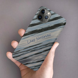 Funda Para iPhone 11 Pro Rayas diagonales azules y negras del lago de agua
