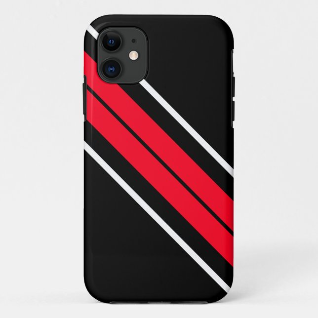 Funda De Case-Mate Para iPhone Rayas diagonales de Carreras blanca roja brillante (Reverso)
