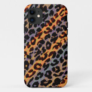Funda Para iPhone 11 Rayas diagonales huellas animales piel de piel de