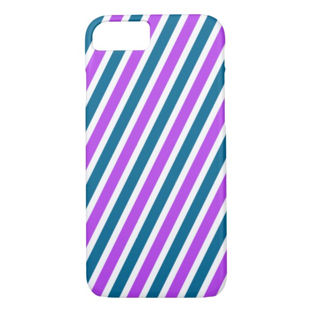 Funda De Case-Mate Para iPhone Rayas diagonales moradas y azules (Reverso)