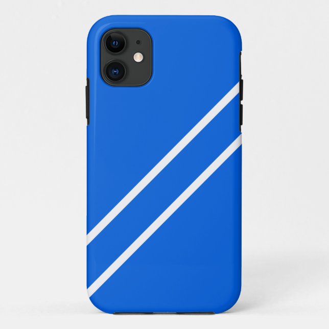 Funda De Case-Mate Para iPhone Rayas diagonales nausteras blancas brillante azul  (Reverso)