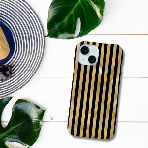 Funda Para iPhone 15 Rayas doradas y negras