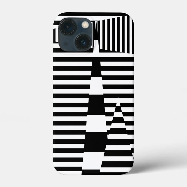 Funda De Case-Mate Para iPhone Rayas en franjas en blanco y negro (Reverso )