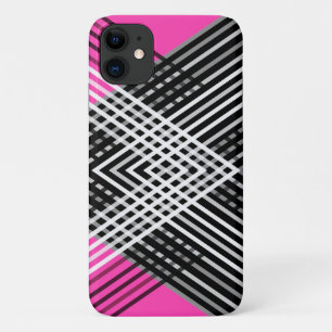 Funda Para iPhone 11 Rayas entrelazadas en blanco y negro y gris sobre