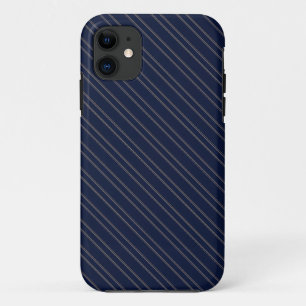 Funda Para iPhone 11 Rayas finas de marino, marfil y dorado