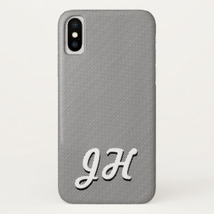 Funda Para iPhone X Rayas finas negras y blancas Iniciales con estil