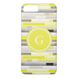 Funda Para iPhone 8 Plus/7 Plus Rayas frescas de gris negro amarillo Monograma per