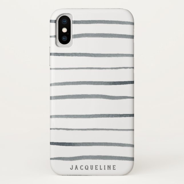 Funda De Case-Mate Para iPhone Rayas grises acuáticas (Reverso)
