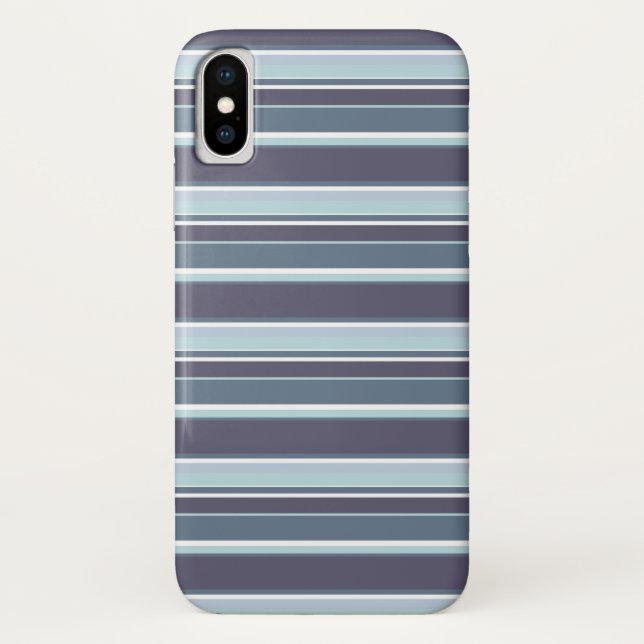Funda De Case-Mate Para iPhone Rayas grises azules (Reverso)