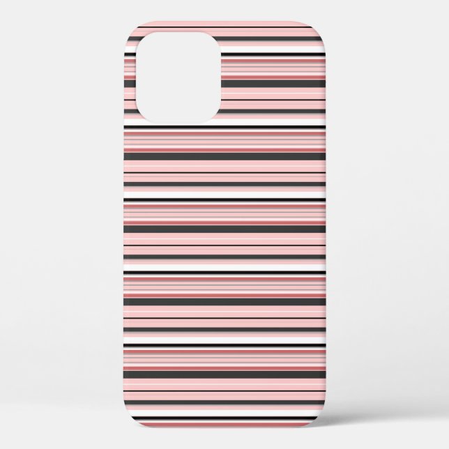 Funda De Case-Mate Para iPhone Rayas grises rosadas lindas (Reverso )