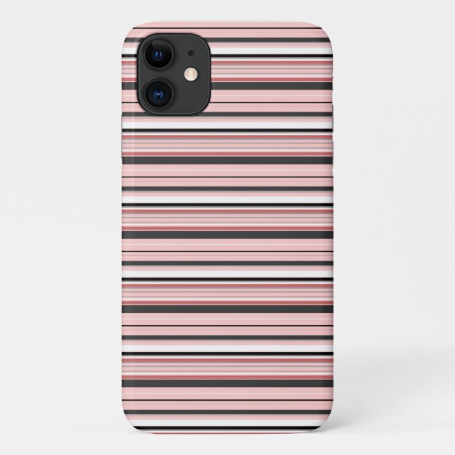 Funda De Case-Mate Para iPhone Rayas grises rosadas lindas (Reverso)