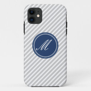 Rayas grises y blancas con Funda Monograma iPhone